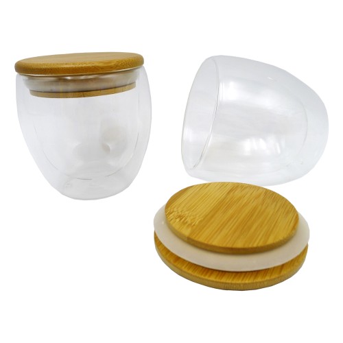 Vaso Vidrio Doble Pared con Tapa M7