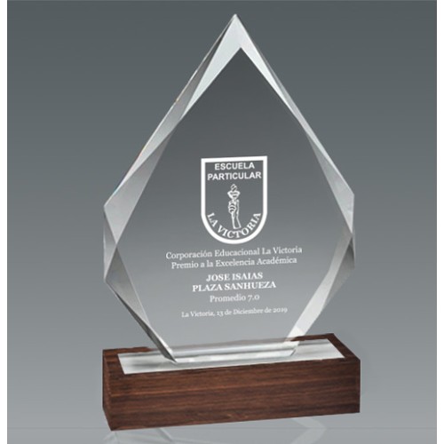 Galvano Cristal Base de Madera BLAS 54