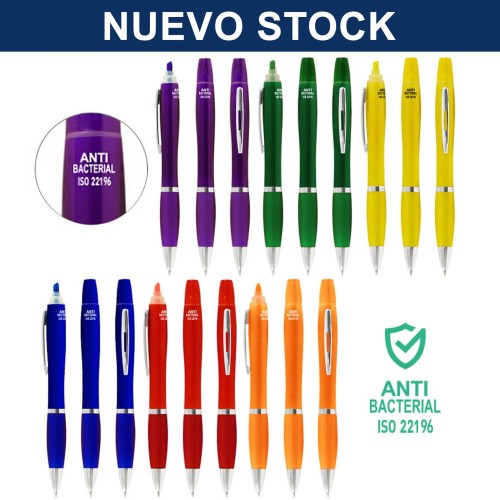 Bolígrafo Lápiz Plástico Anti-bacterial Destacador CO30