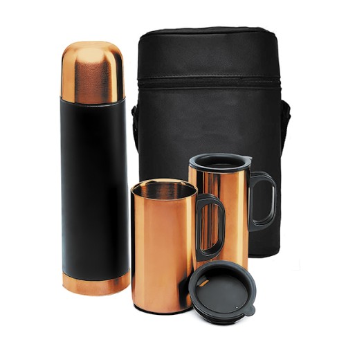 Set Botella Acero Inoxidable Térmica + mugs M74 ENCOBRIZADO